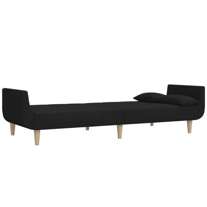 Sovesofa 2-personers med 2 puder sort stof