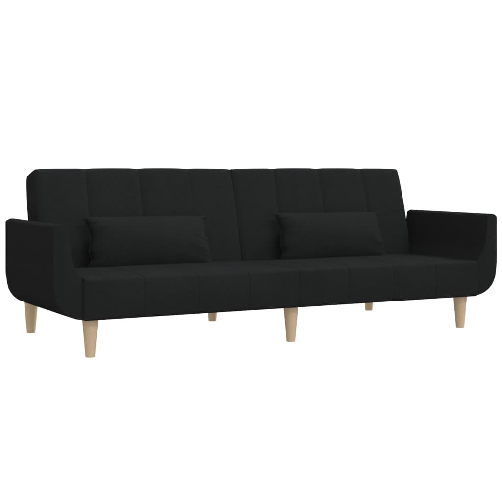 Sovesofa 2-personers med 2 puder sort stof