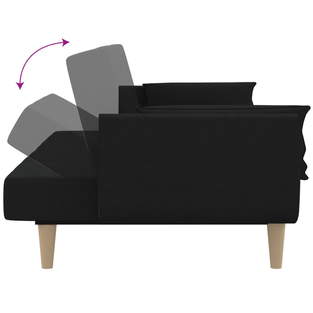 Sovesofa 2-personers med 2 puder sort stof