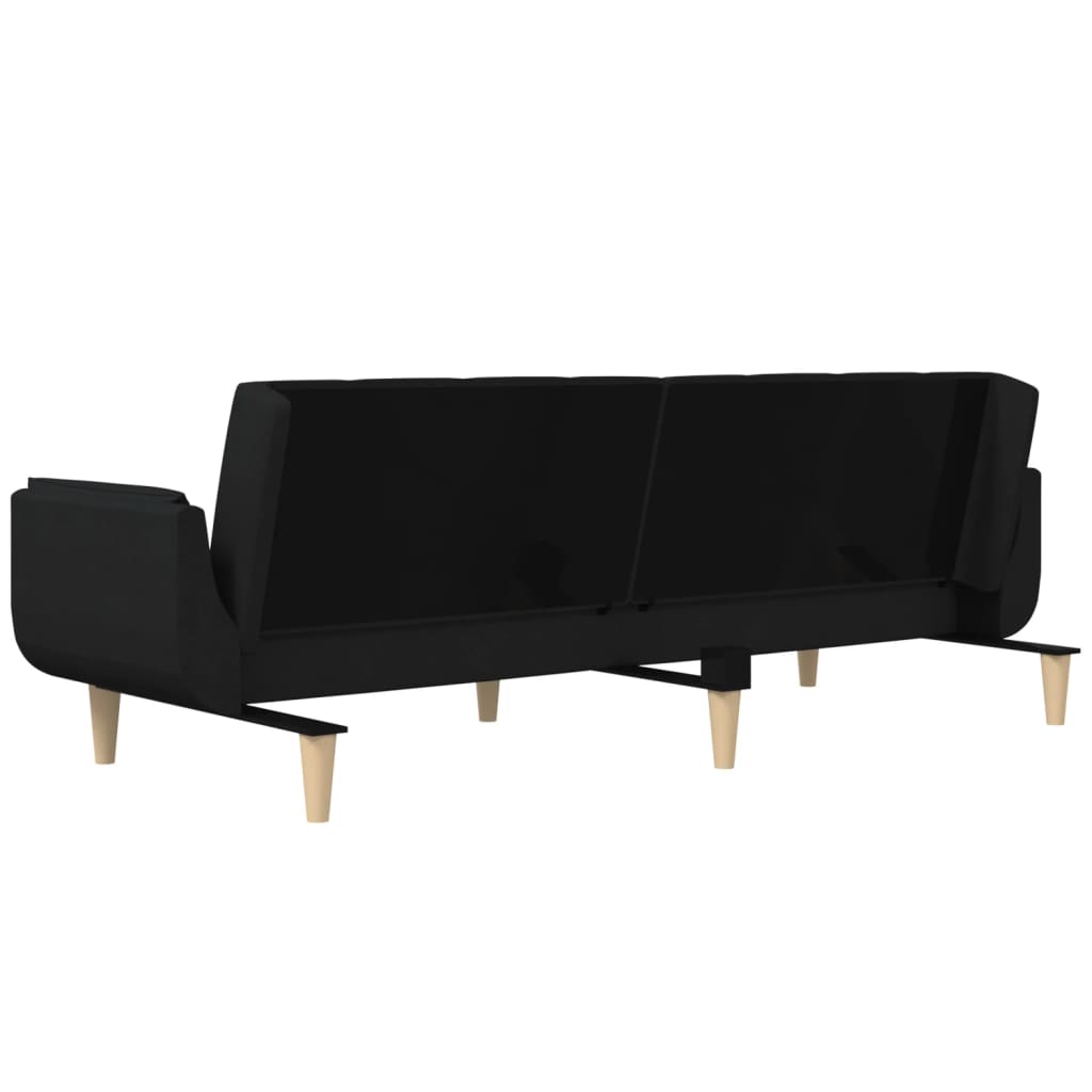Sovesofa 2-personers med 2 puder sort stof