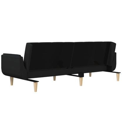 Sovesofa 2-personers med 2 puder sort stof