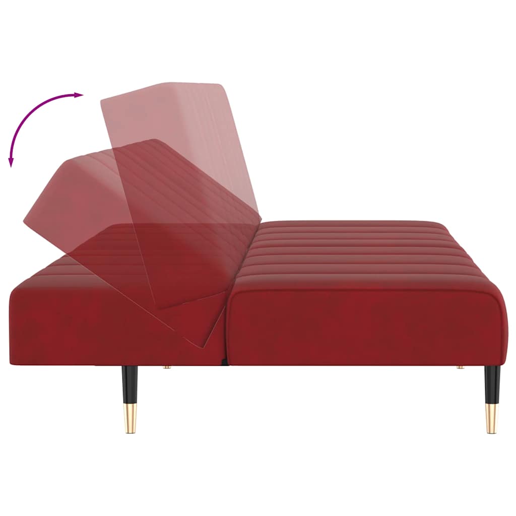 Schlafsofa 2-Sitzer Weinrot Samt