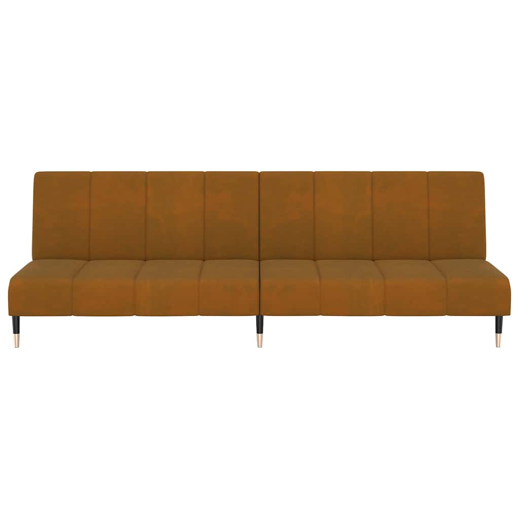 Schlafsofa 2-Sitzer Braun Samt
