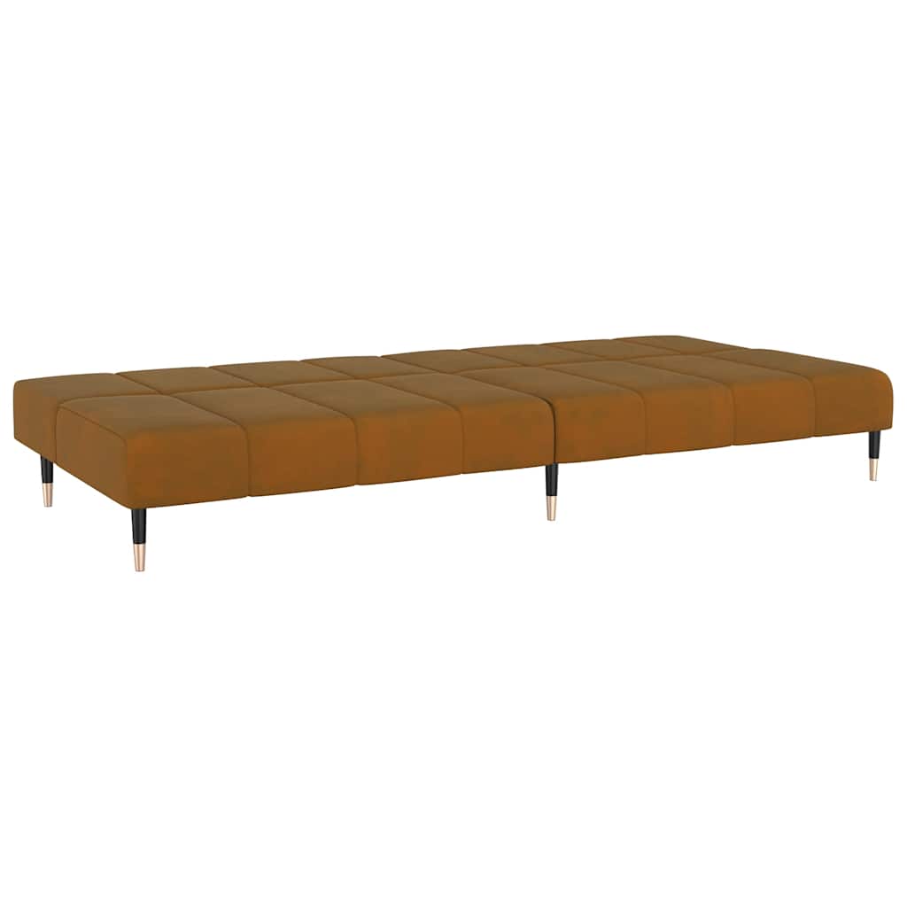 Schlafsofa 2-Sitzer Braun Samt