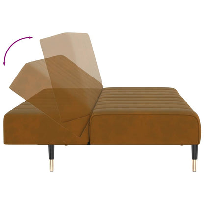Schlafsofa 2-Sitzer Braun Samt