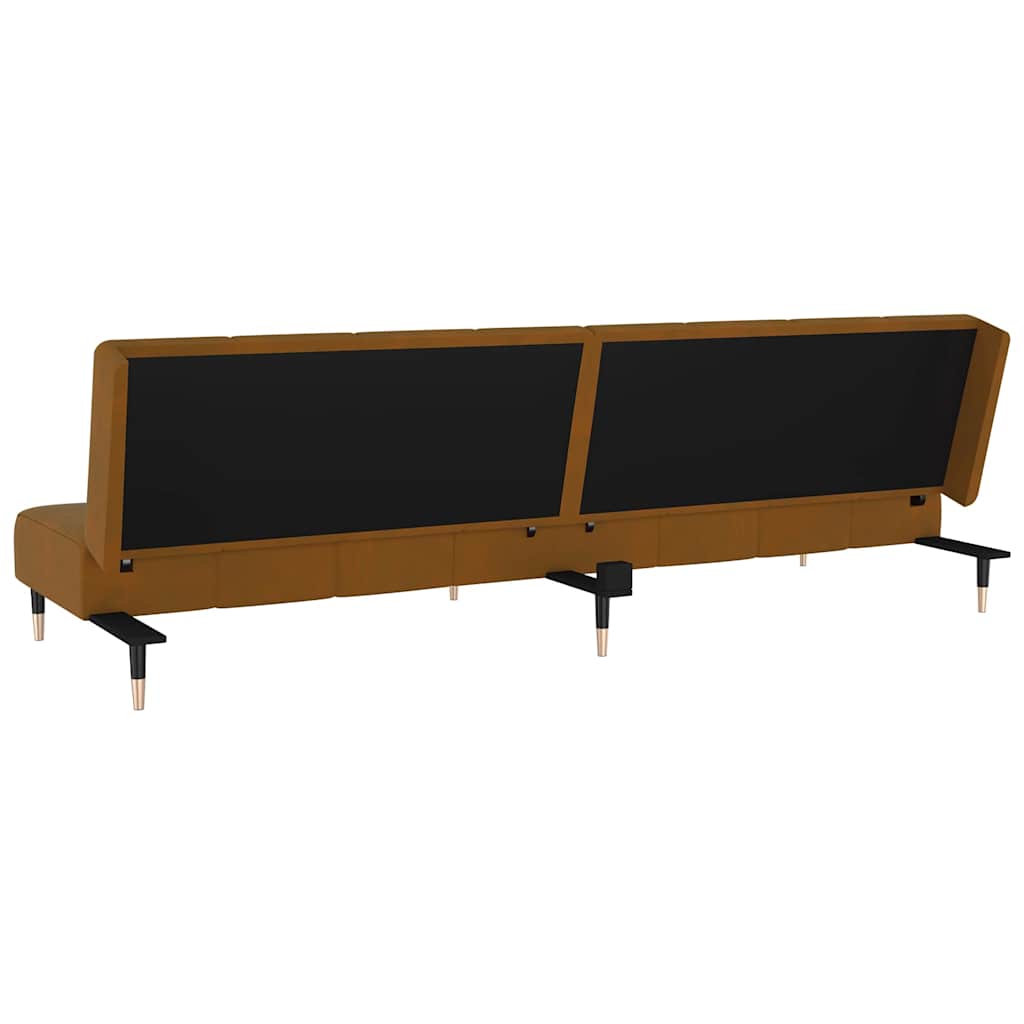 Schlafsofa 2-Sitzer Braun Samt