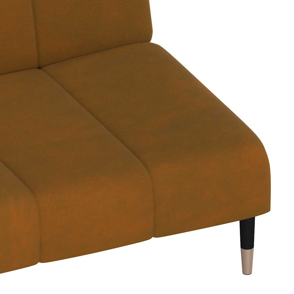 Schlafsofa 2-Sitzer Braun Samt