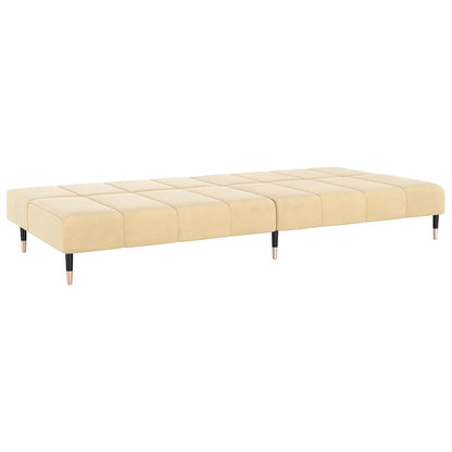 Schlafsofa 2-Sitzer Creme Samt