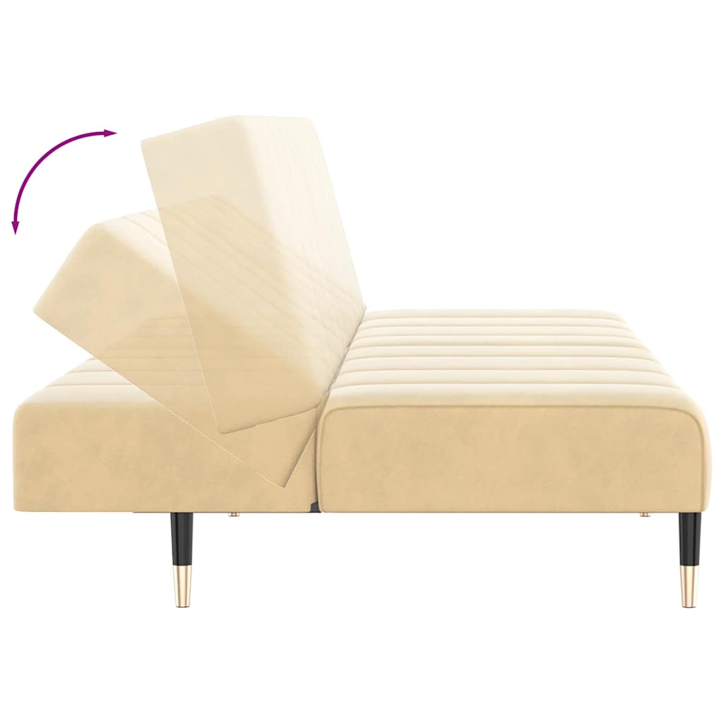 Schlafsofa 2-Sitzer Creme Samt