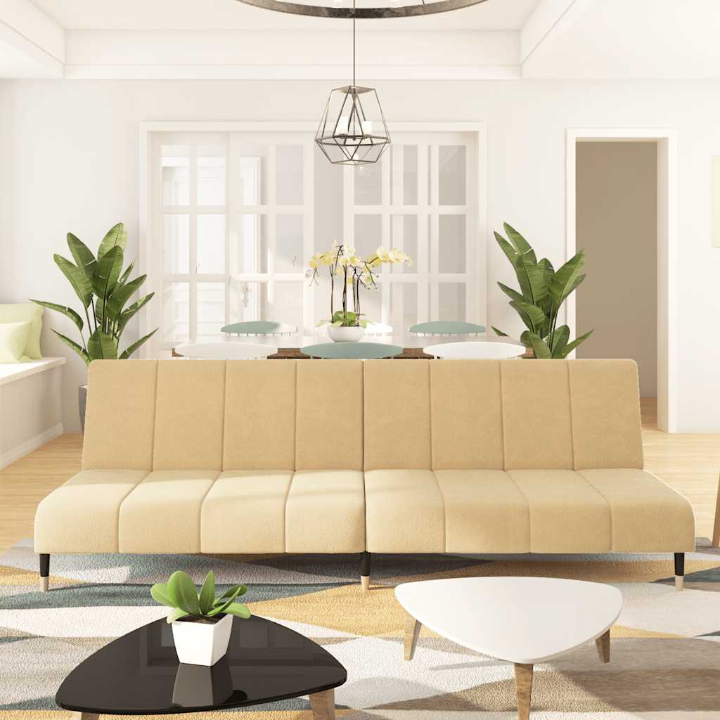 Schlafsofa 2-Sitzer Creme Samt