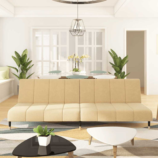 Schlafsofa 2-Sitzer Creme Samt