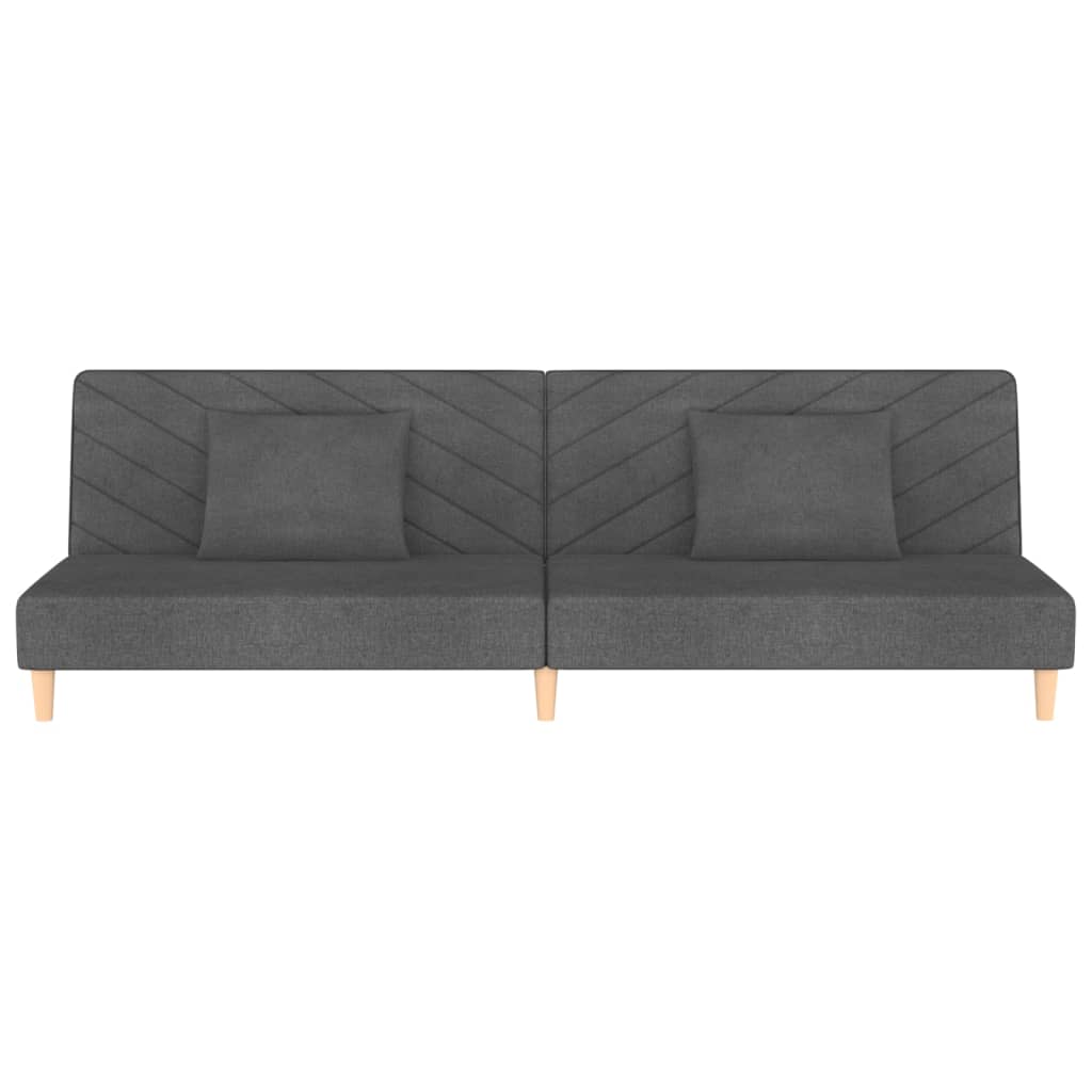 Schlafsofa 2-Sitzer mit 2 Kissen Dunkelgrau Stoff
