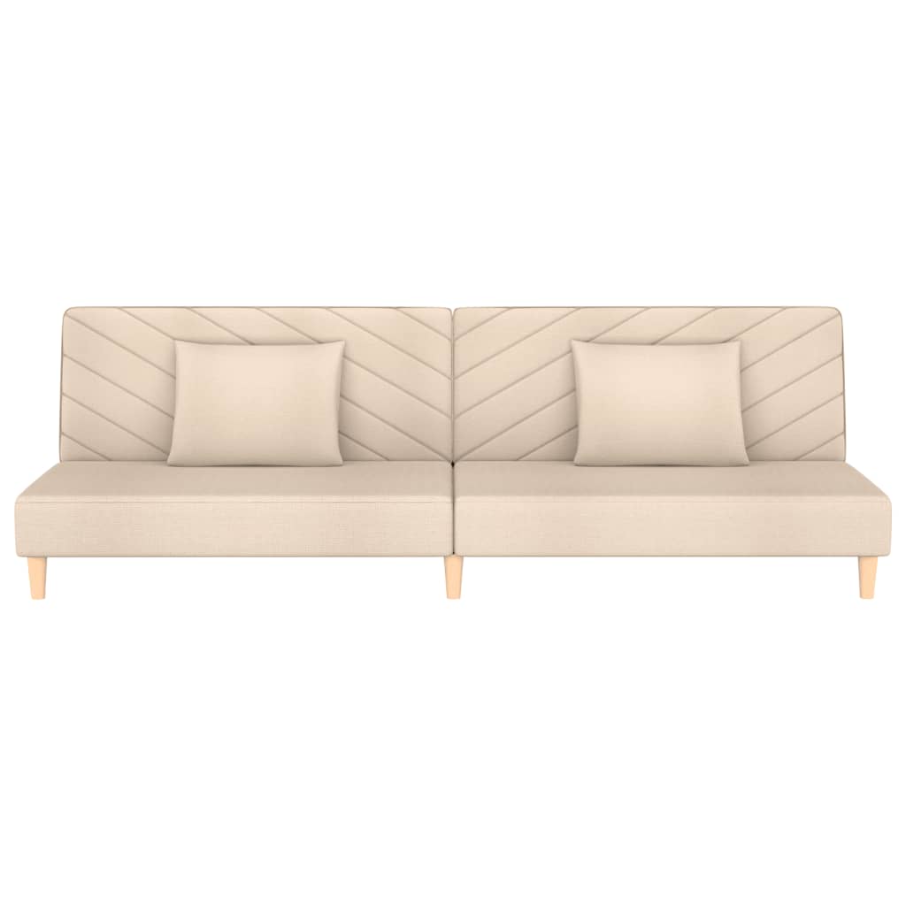 Schlafsofa 2-Sitzer mit 2 Kissen Creme Stoff