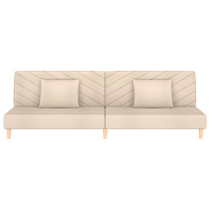 Schlafsofa 2-Sitzer mit 2 Kissen Creme Stoff