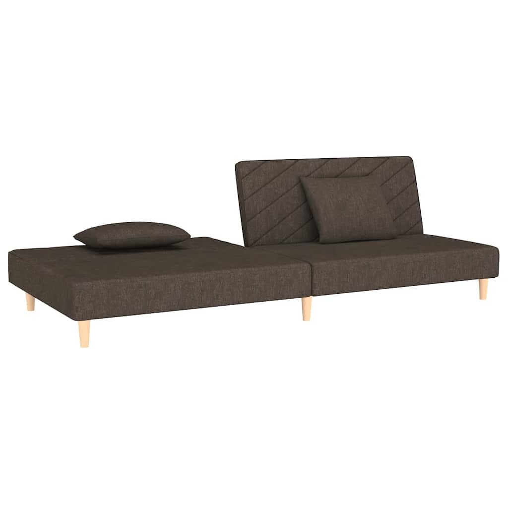 Schlafsofa 2-Sitzer mit 2 Kissen Braun Stoff