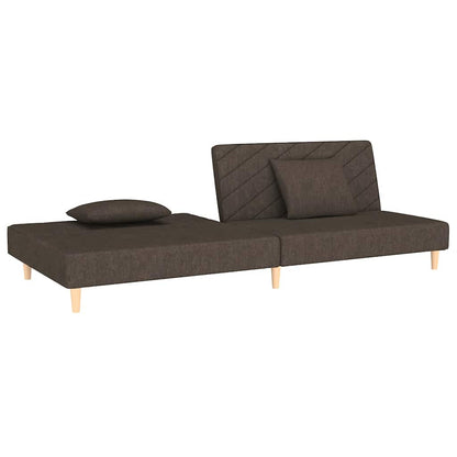 Schlafsofa 2-Sitzer mit 2 Kissen Braun Stoff