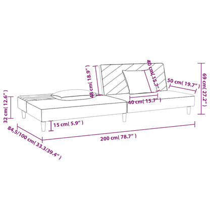 Schlafsofa 2-Sitzer mit 2 Kissen Braun Stoff