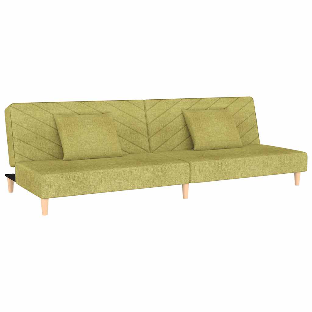 Schlafsofa 2-Sitzer mit 2 Kissen Grün Stoff