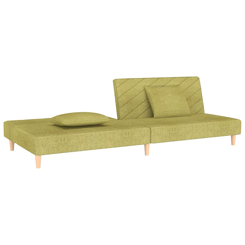 Schlafsofa 2-Sitzer mit 2 Kissen Grün Stoff