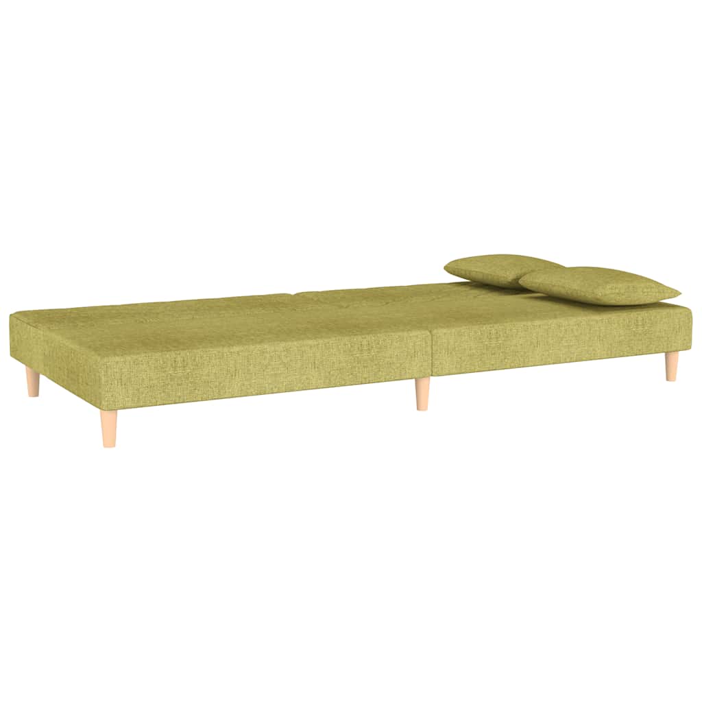 Schlafsofa 2-Sitzer mit 2 Kissen Grün Stoff
