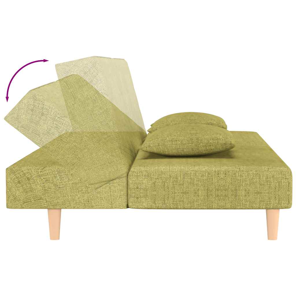 Schlafsofa 2-Sitzer mit 2 Kissen Grün Stoff