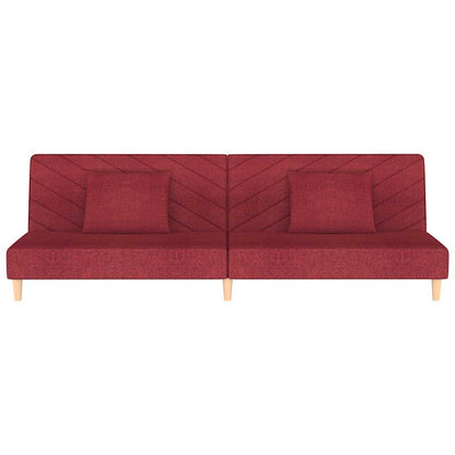 Schlafsofa 2-Sitzer mit 2 Kissen Weinrot Stoff