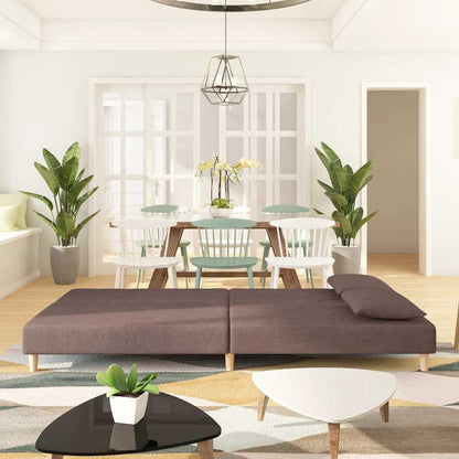 Schlafsofa 2-Sitzer mit 2 Kissen Taupe Stoff