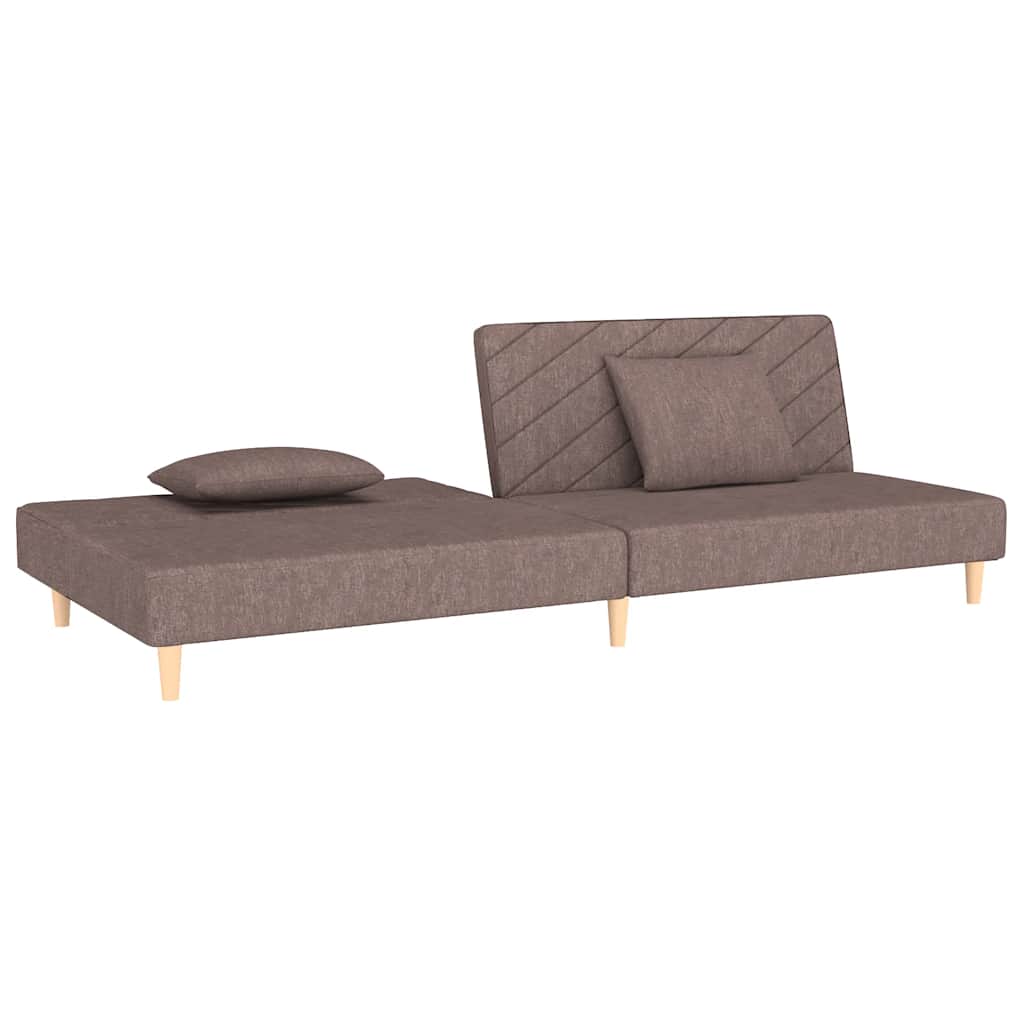 Schlafsofa 2-Sitzer mit 2 Kissen Taupe Stoff