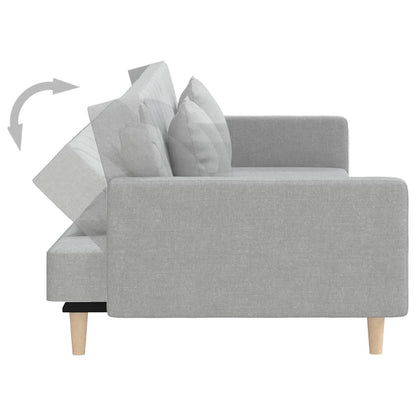 Schlafsofa 2-Sitzer mit 2 Kissen Hellgrau Stoff