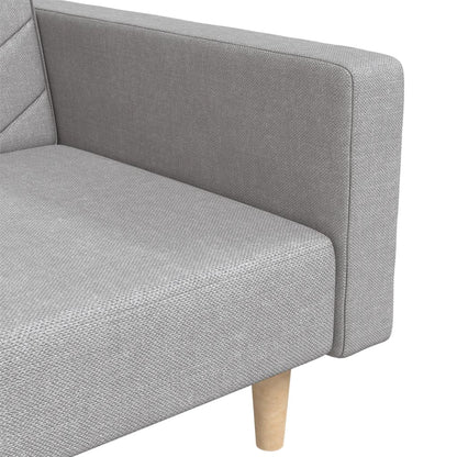 Schlafsofa 2-Sitzer mit 2 Kissen Hellgrau Stoff