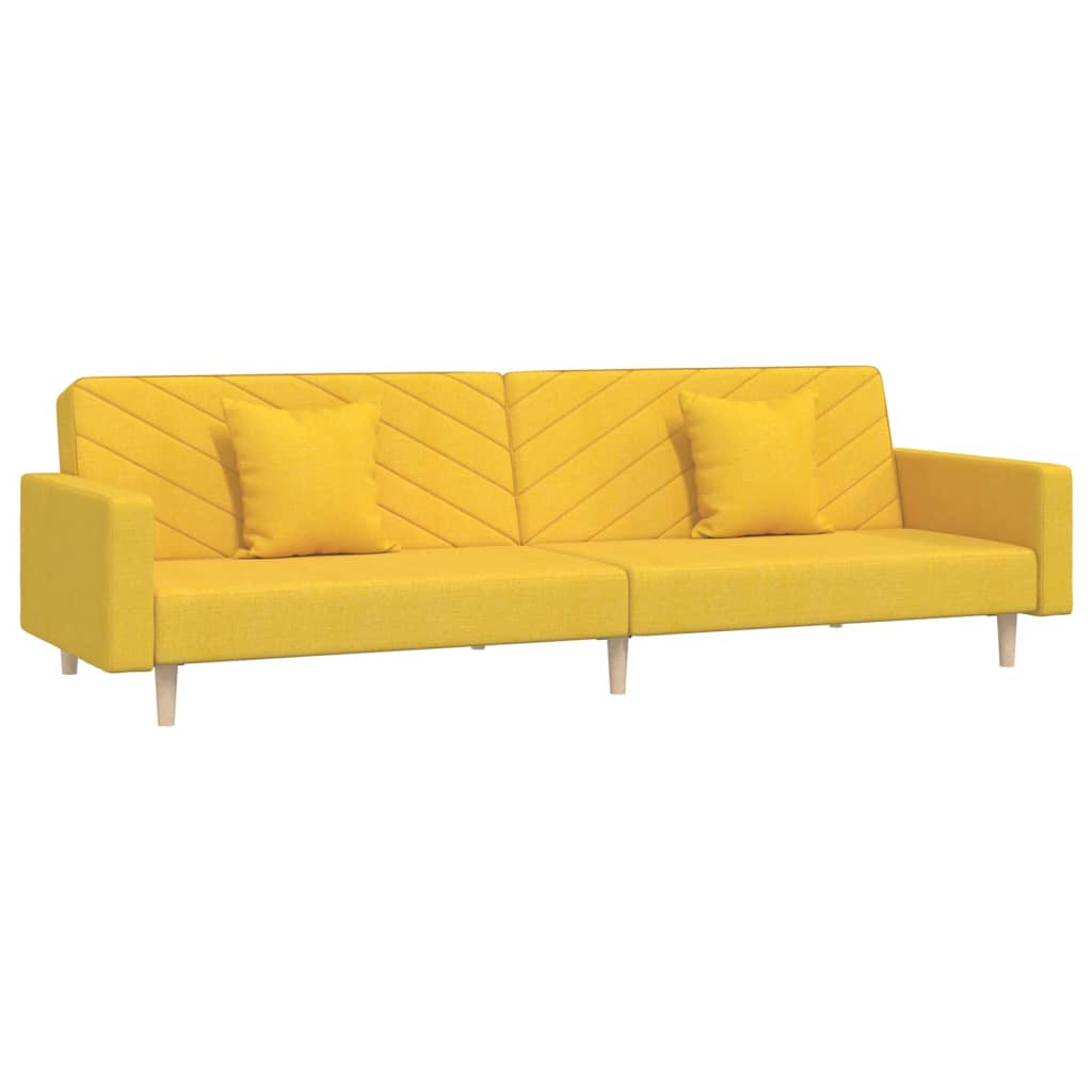 Sovesofa 2-personers med 2 puder gult stof