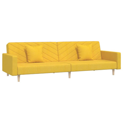 Sovesofa 2-personers med 2 puder gult stof