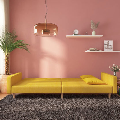 Sovesofa 2-personers med 2 puder gult stof