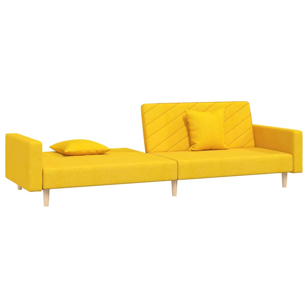 Sovesofa 2-personers med 2 puder gult stof