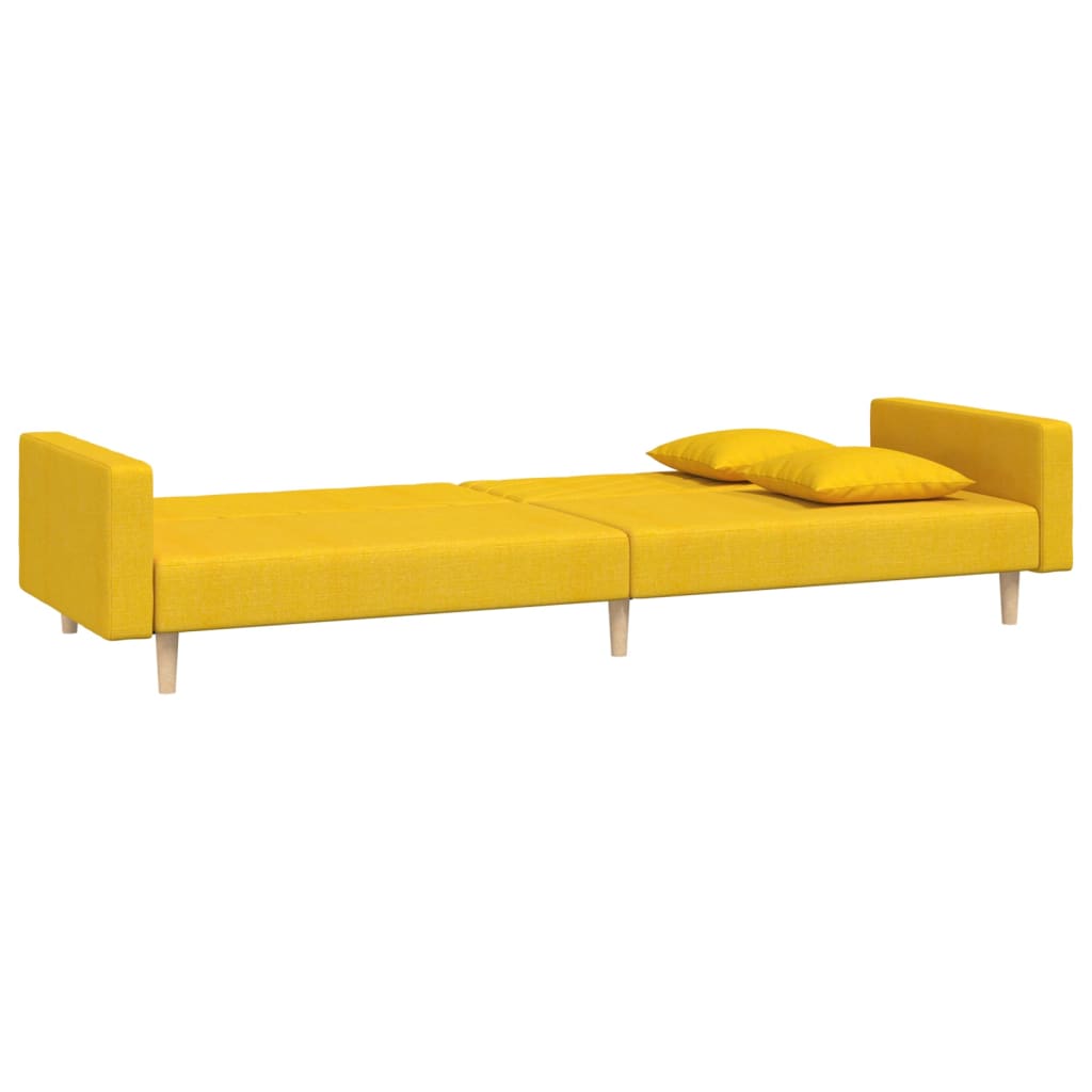 Sovesofa 2-personers med 2 puder gult stof
