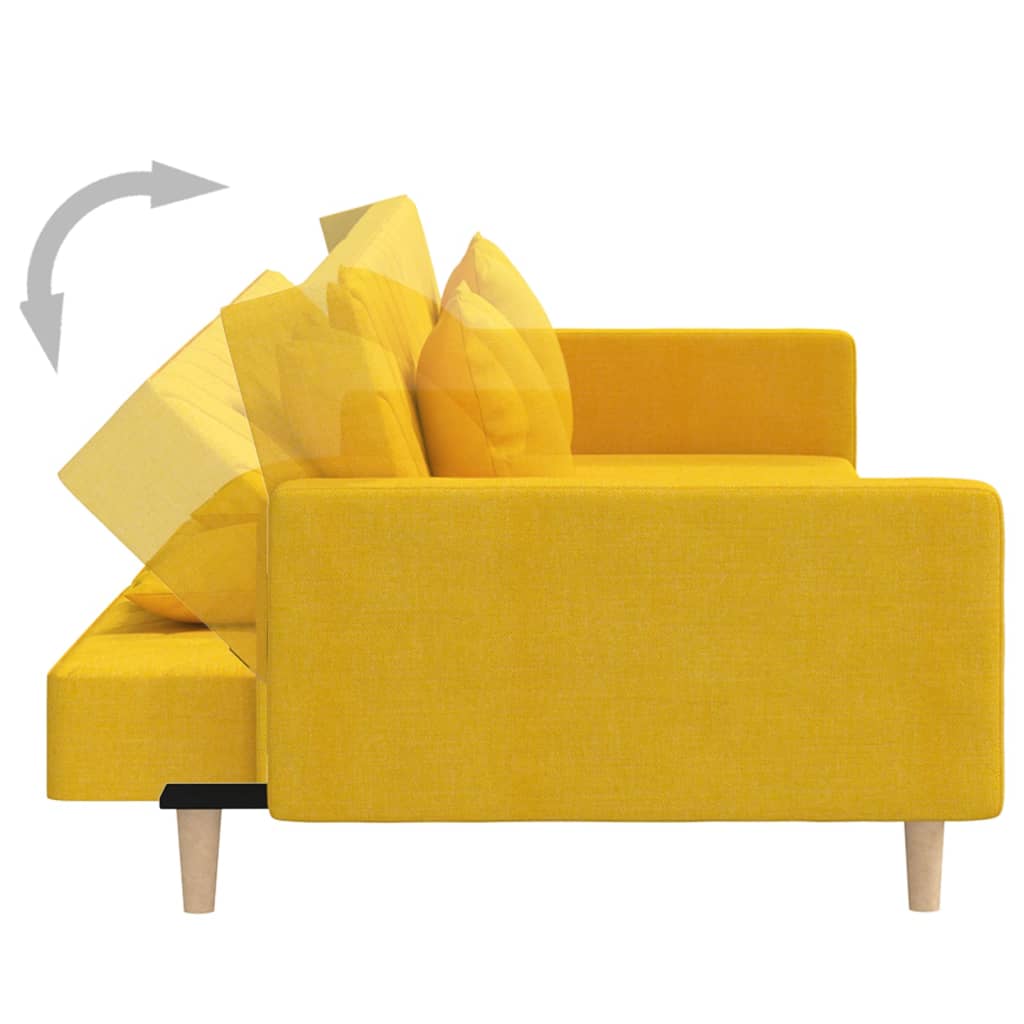 Sovesofa 2-personers med 2 puder gult stof