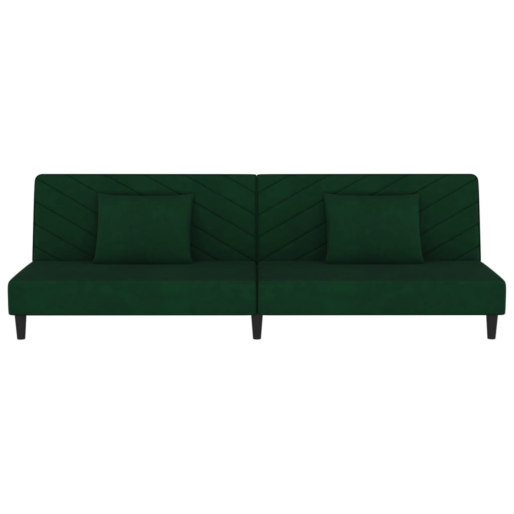 Schlafsofa 2-Sitzer mit 2 Kissen Dunkelgrün Samt