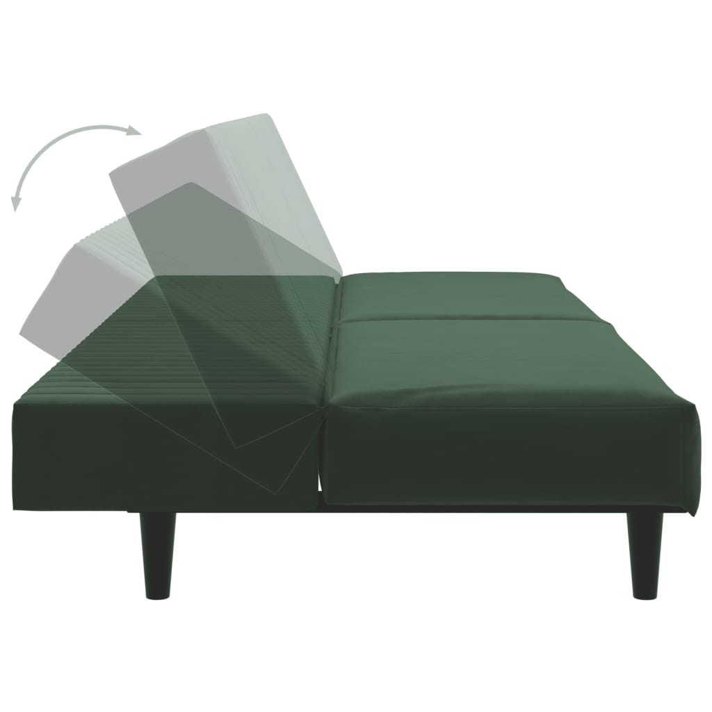 Sovesofa 2-personers mørkegrøn fløjl