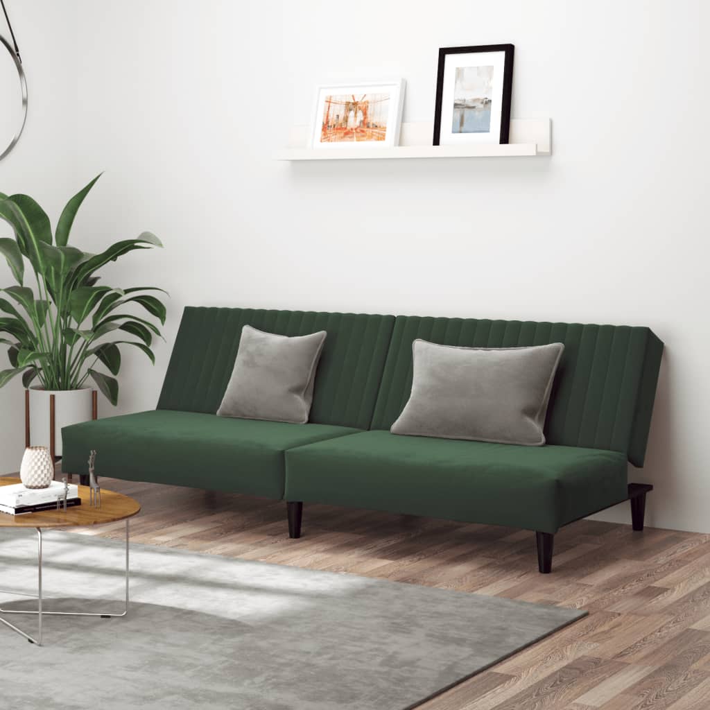 Sovesofa 2-personers mørkegrøn fløjl