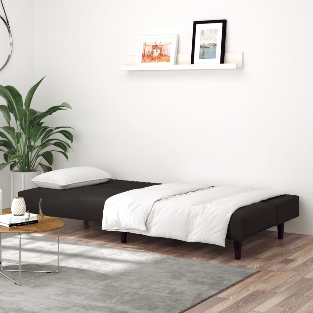 Sovesofa 2-personers sort fløjl