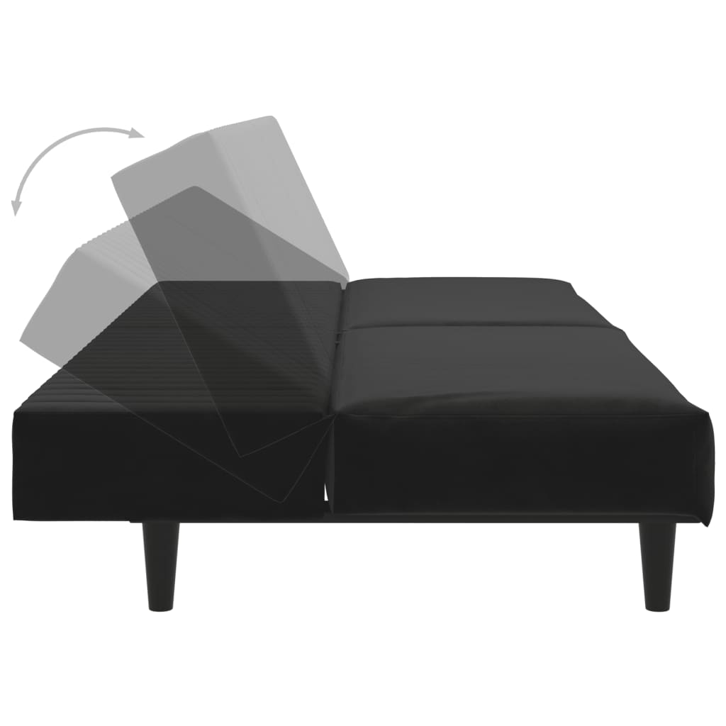 Sovesofa 2-personers sort fløjl