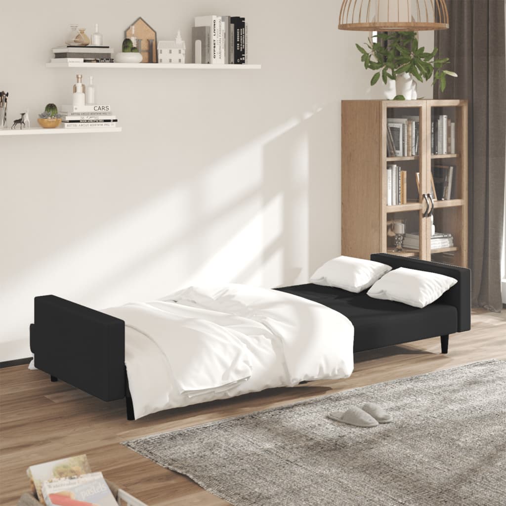 Sovesofa 2-personers sort fløjl