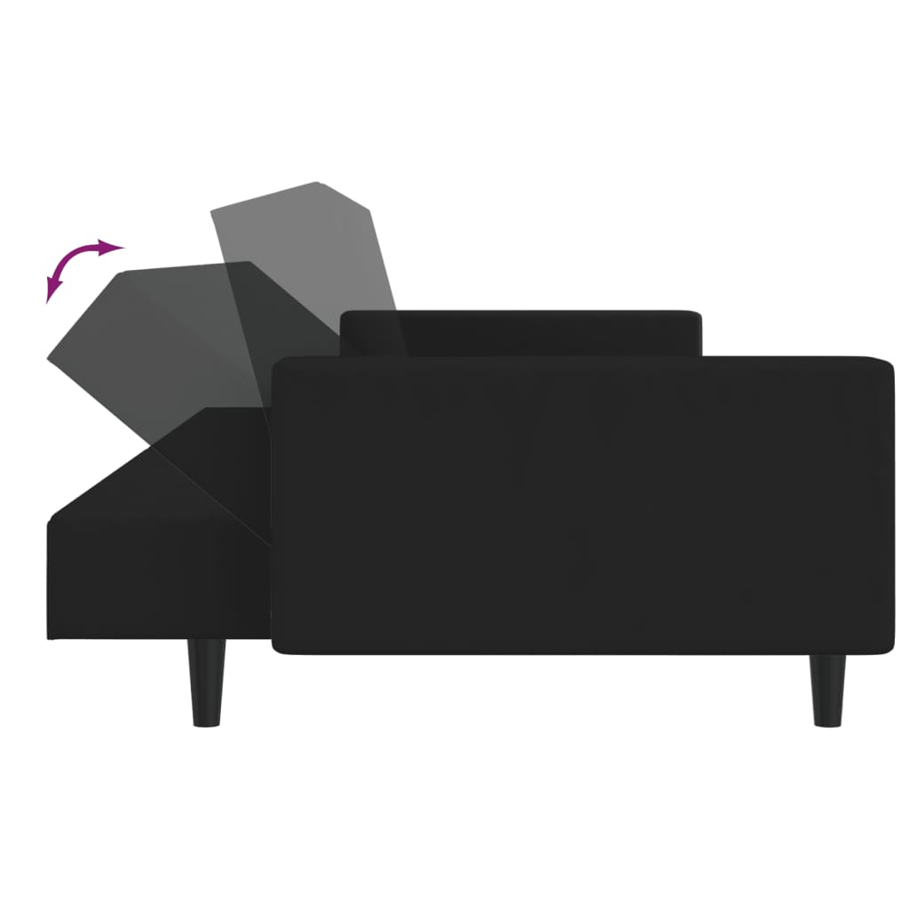 Sovesofa 2-personers sort fløjl