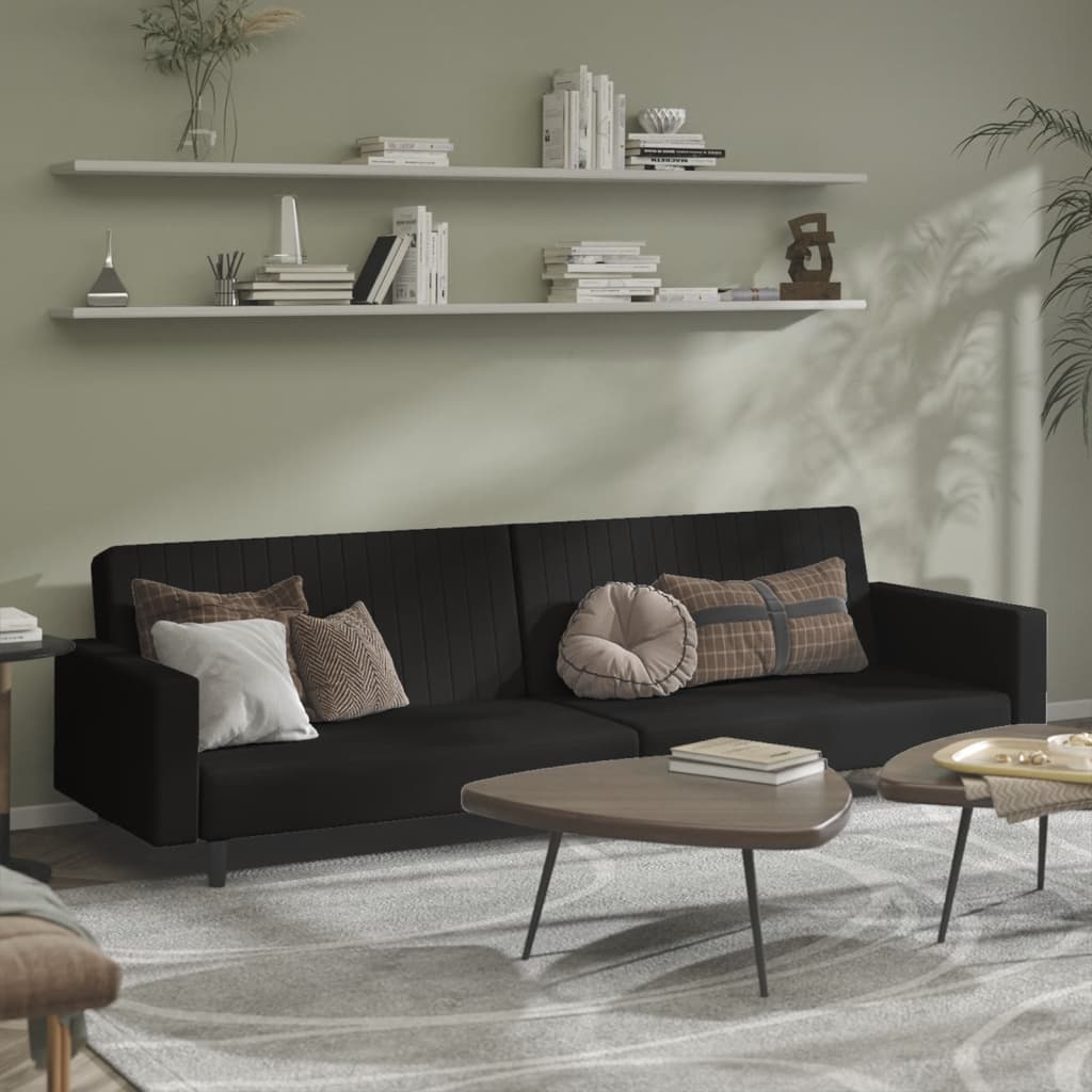 Sovesofa 2-personers sort fløjl