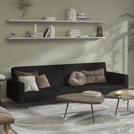Sovesofa 2-personers sort fløjl