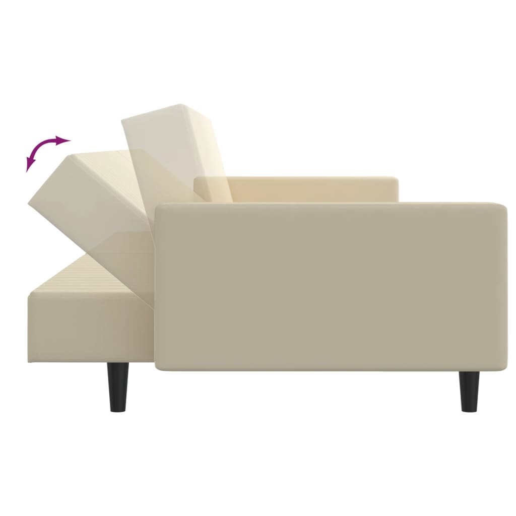 Schlafsofa 2-Sitzer Creme Samt