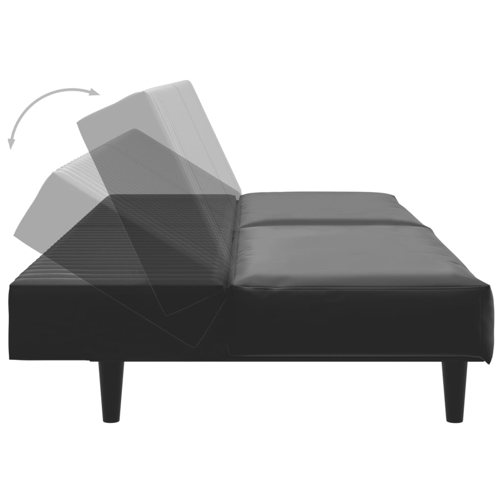 Sovesofa 2-personers sort imiteret læder