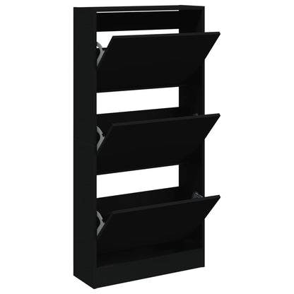 Skoskab Sort 60x21x125,5 cm Træ Materiale
