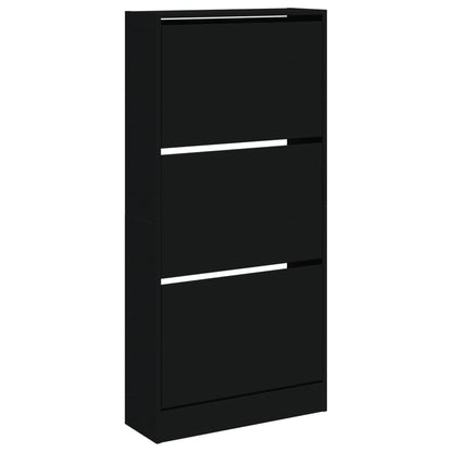 Skoskab Sort 60x21x125,5 cm Træ Materiale