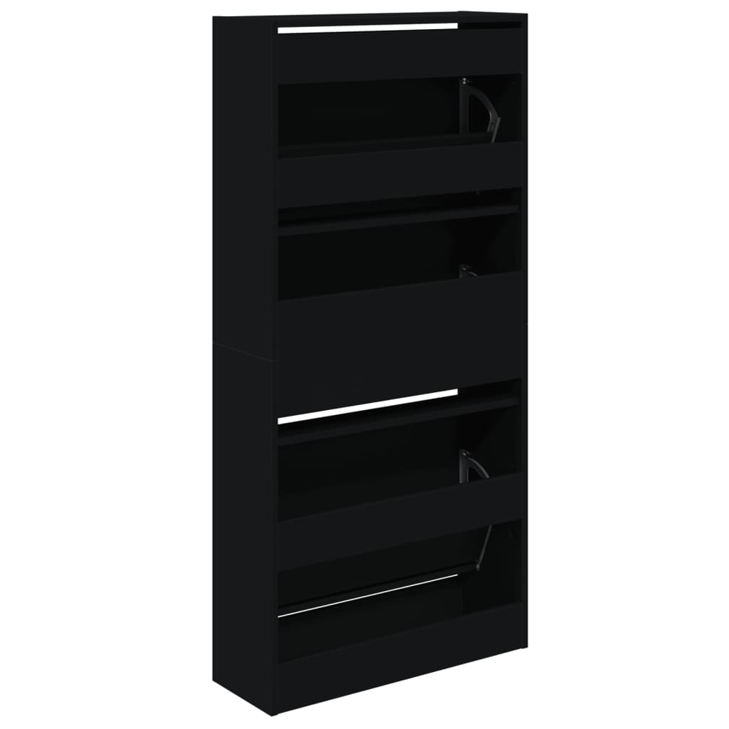 Skoskab Sort 60x21x125,5 cm Træ Materiale